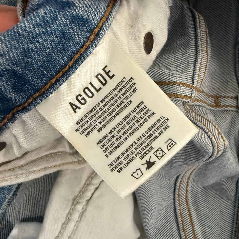 Agolde Womens Straight Jeans Riley Long 28 Cove Wash Blue Organic Cotton Hi Rise - Picture 9 of 10